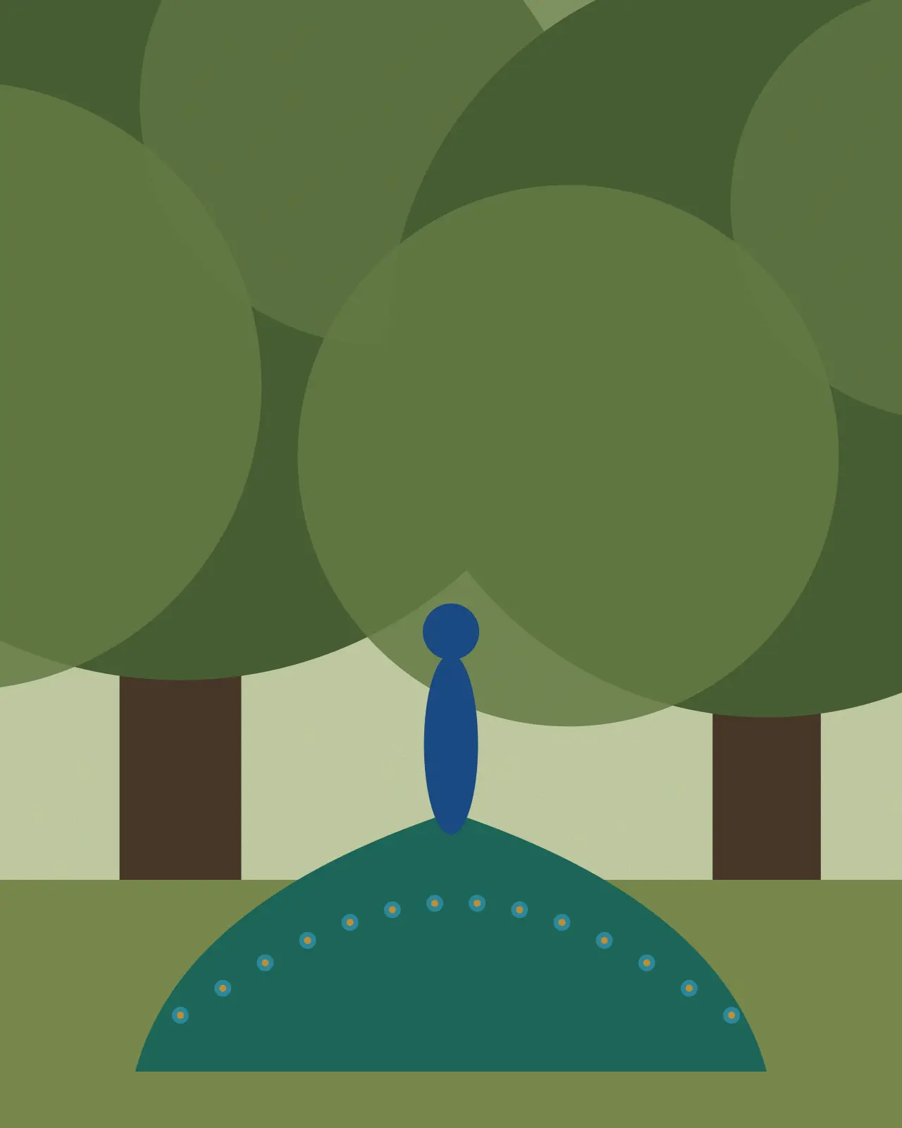 Peacock in the orchard