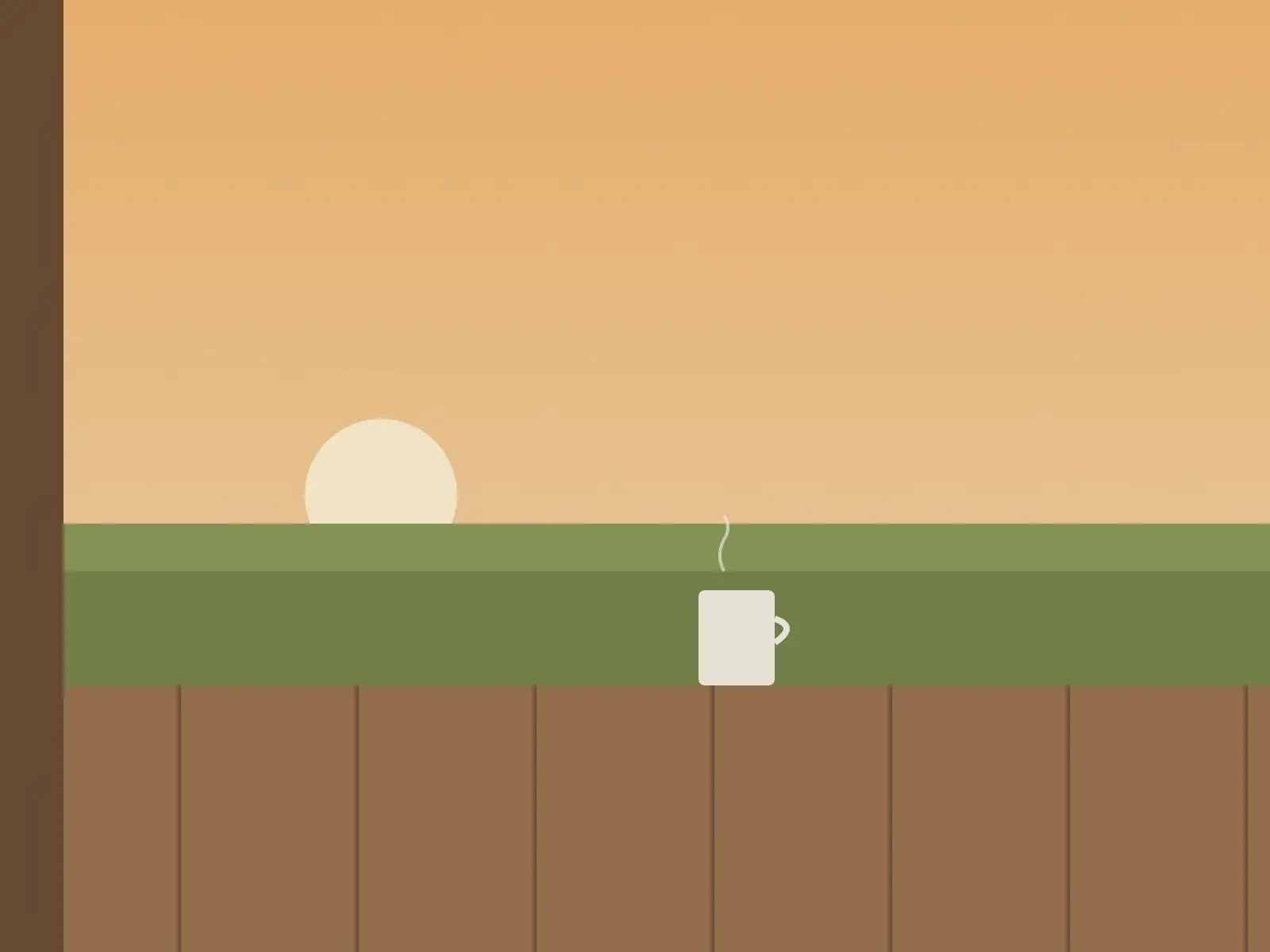Chai on the porch with fields stretching to the horizon
